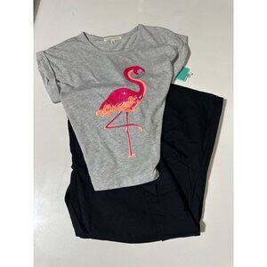 Copper Key Girls Flamingo Top L & Art Class Wide Leg Cargo Pant size 6/7 NWT